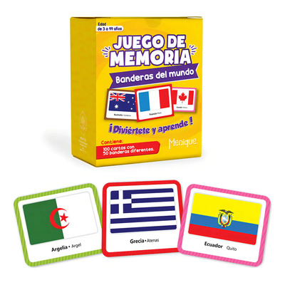 Menique, Memorama Banderas Del Mundo 100 Cartas 50 Pares | Meses sin interés