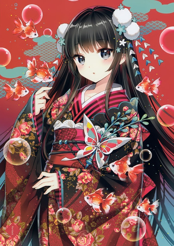 Cuadro Decorativo Moderno Geisha Anime Arte Japonés / Tela