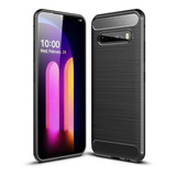 LG V60 Thinq 5g Funda Protector De Lujo Tipo Fibra D Carbón