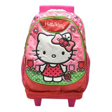 Mochila Hello Kitty Flores Caracol Con Ruedas Estampado Rosa Rojo Primaria 117312 Ruz Color Rosa/rojo