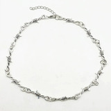 Cadena Collar Acero   Alambre De Pua Unisex Ench. Plata