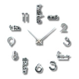 Exclusivo Reloj 3d De Pared Funcional Plateado/ 90cm