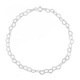 Pulseira Coração Prata Feminina 925 Italiana Elegante 19cm