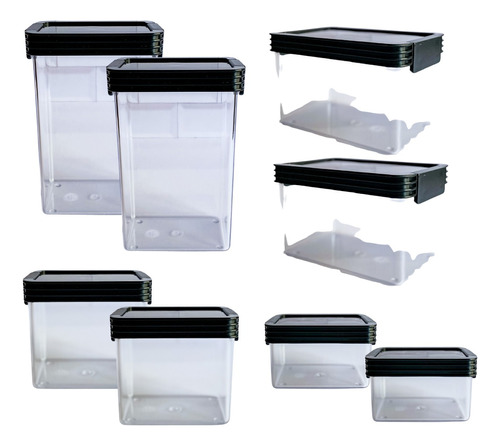 Set X 8 Contenedor Organizador Taper Hermético Acrílico 