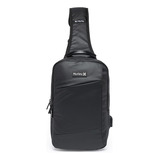 Shoulder Bag Mini Bolsa Transversal Masculina Reforçada Cor Preto