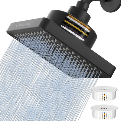 Regadera Ducha Lotlash Con Filtro Purificador 20 Etapas Cabezal 6 Pulgadas Negra | Envío gratis