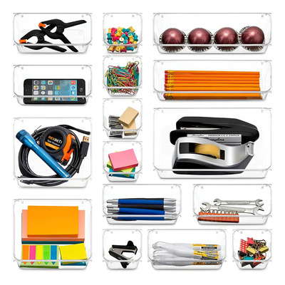 16 Organizadores Para Cajón Ideales Para Accesorios Pequeños Color Transparente Liso | Meses sin interés