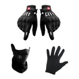 Guantes Moto Madbike City + Mascara + Guantes 1ra Piel Bite