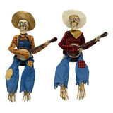 Para Figuras De Esqueleto De Banjo Animadas De Halloween, 2