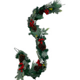 Festão Natalino Luxo Decorado Com Pinhas E Berry Natal 180cm