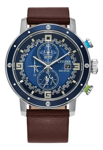 Citizen Star Wars Blue Luke Skywalker Ca0768-07w .. Dcmstore Color De La Correa Cafe Color Del Bisel Plata Color Del Fondo Azul