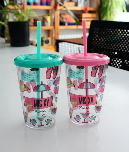 Vaso Acrilico Con Sorbete Personalizado Souvenir