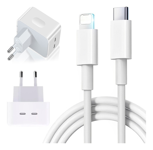 Fonte Turbo 40w Duplo Usb C + Cabo Para iPhone 11 12 13 14