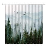 Cortinas De Baño Cortina De Ducha Nebuloso Paisaje Natural