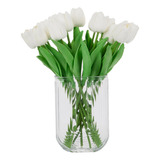 Naweida 15 Flores Blancas De Tulipán Artificiales Con Florer