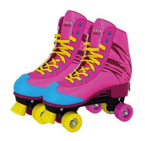Patins Roller Skate Rosa 39 Ao 42 C/ Regulagem - Fenix