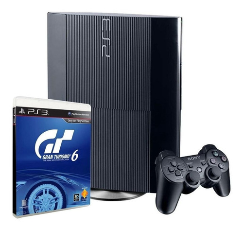 Sony Playstation 3 Super Slim 250gb Gran Turismo 6 Cor  Charcoal Black