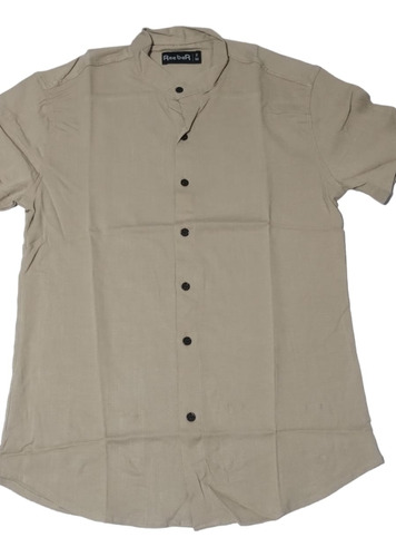  Camisa De Lino Cuello Mao Hombre