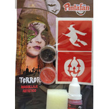 Kit Maquillaje Infantil Stencil Sangre Bruja Halloween 