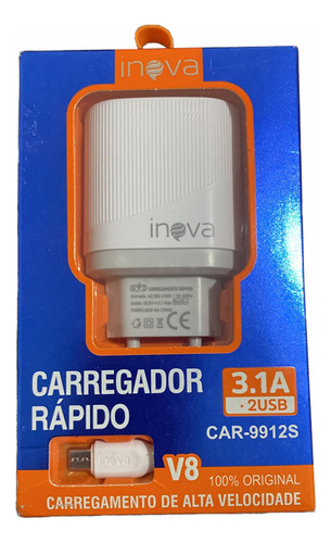 Kit 12 Carregador Rapido Inova V8 3.1 Atacado Para Revenda