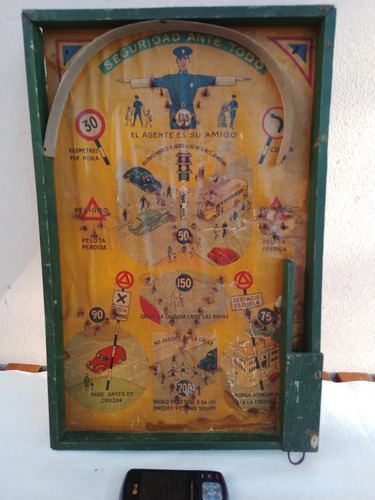 Antiguo Juguete Billar Porteño Pinball Seguridad Vial Ver 