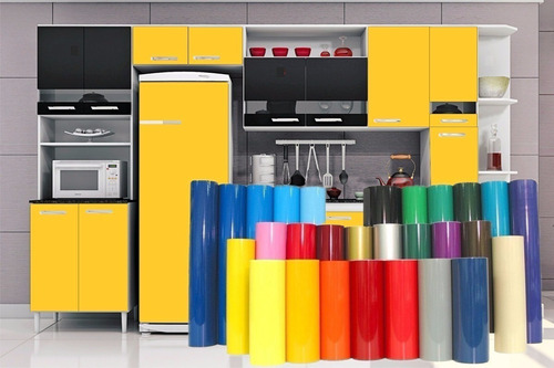 Papel Adesivo Lavável Colorido Armário Cozinha 5m X 50cm