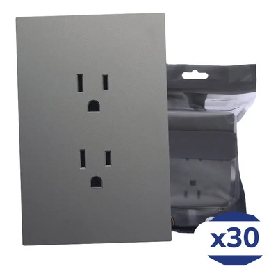 Placa Luxury Contacto Doble 90-277vca Gris Oxford 74x112mm Skin Feel Luxury Artlite Apl-404 Paquete 30 Piezas