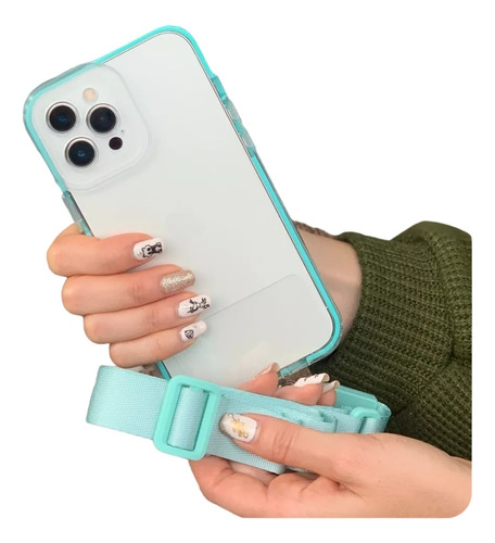 Funda Compatible Con iPhone Correa Silicona Cinta Colgante