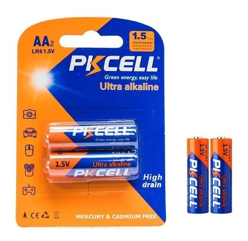 2 Baterías Pila Doble A Super Alcalina Pkcell Aa 1.5v Lr6