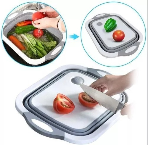 Escurridor Plegable Silicona Bacha Cocina Vegetales C/tapon