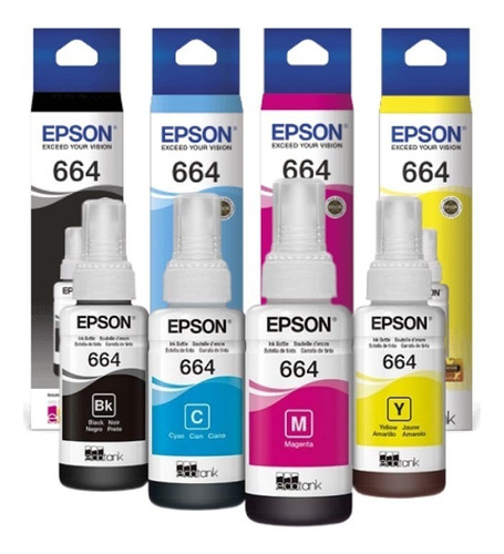 Kit 4 Tintas Epson T664 Originales L380 L395 L575 