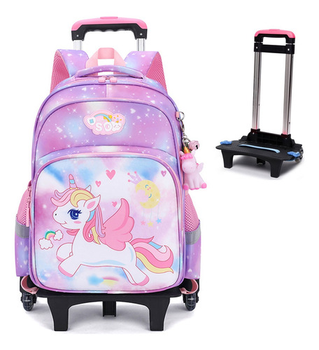 Mochila De Carrito Unicornio Bolsa Primaria Las Ruedas