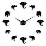 W Reloj De Pared Con Forma De Animal Elefante Único Espejo