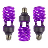 Pack 3 Ampolleta Ultravioleta Espiral E27 Luz Negra