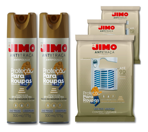 Kit 2 Anti Traça Jimo 300ml + 3 Cartelas Anti Traça Jimo