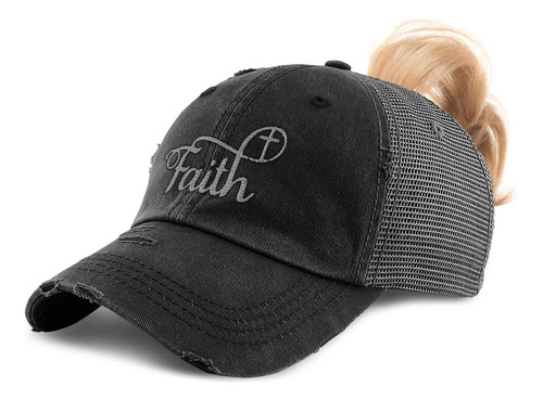 Gorra De Cola De Caballo Para Mujer Faith Christian Cross Bo