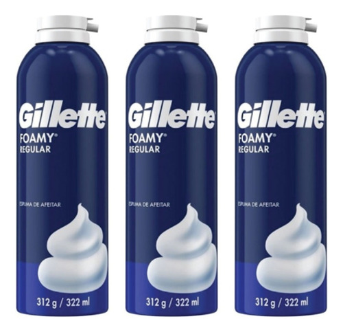 Gillette Foamy Espuma De Barba Regular 322ml Pack C/3