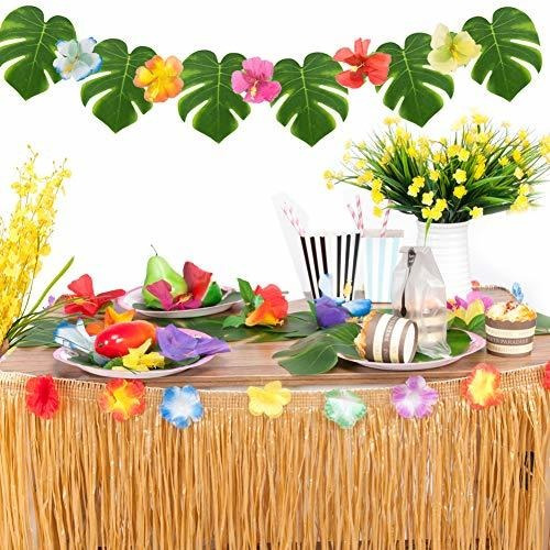 Decoraciones Fiestas Tropicales Hawaianas Falda De Mesa...