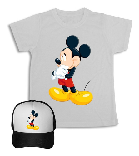 Mickey Mause Camiseta + Gorra  Combo Para Niños