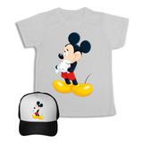 Mickey Mause Camiseta + Gorra  Combo Para Niños