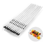 Pack 10 Pinchos Para Barbacoa Parilla Asado Acero Bbq 38cm