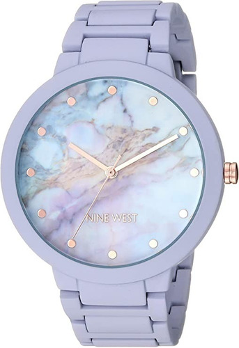 Nine West Reloj De Mano Dama Mármol Goma Mujer 41mm 2274malv Color De La Correa Lavanda Color Del Bisel Lavanda