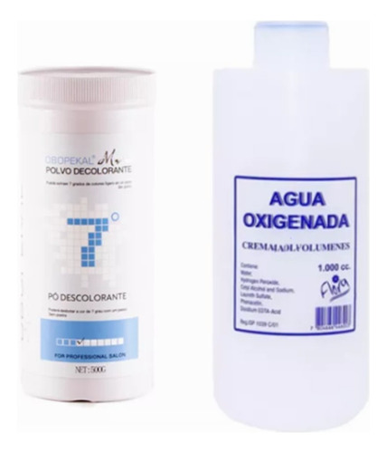 Kit Agua Oxigenada Litro En Crema + Decolorante Obopekal