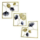 Decoraciones Ginkgo De Pared Con Forma De Hoja Dorada, Relie