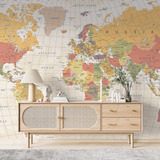 Mural Vinilo Pared Mapas Mapamundi Politico Vintage 9a12