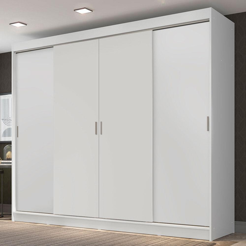 Guarda-roupa Casal Madesa Austin 4 Portas Correr 3 Gavetas B Cor Branco 102809