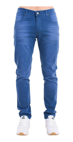 Pantalon Jeans Premium Semi Chupin Celeste Localizado