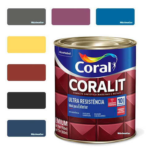 Tinta Esmalte Madeiras E Metais Coralit Ultra Coral 800ml