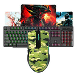 Kit Gamer Teclado Semi Mecanico E Mouse 7200 Dpi Led Rgb Mousepad Brinde