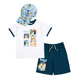 Outfit Bluey Family, Camiseta, Pantalones Cortos Y Gorra Par